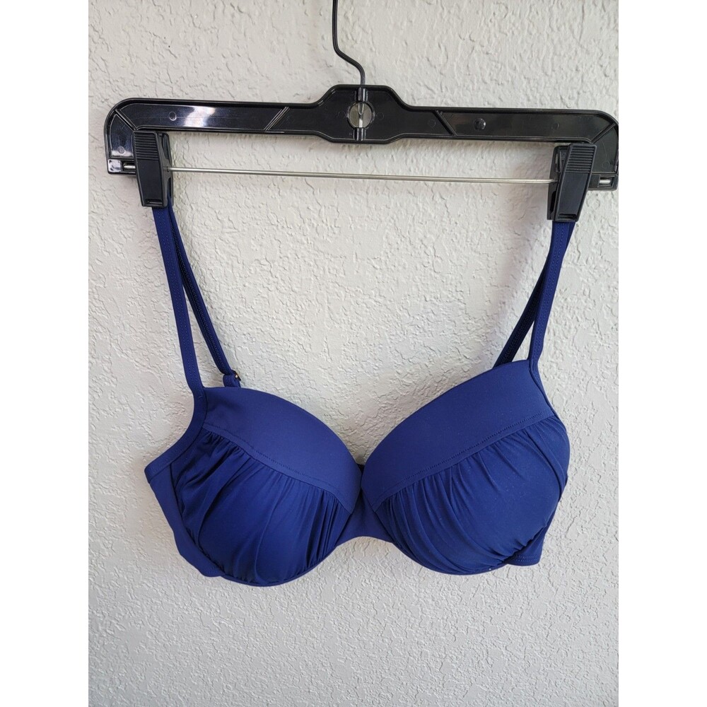 La Blanca Bikini Top 38D Blue Underwire Swim Top Adjustable Straps - Picture 2 of 5